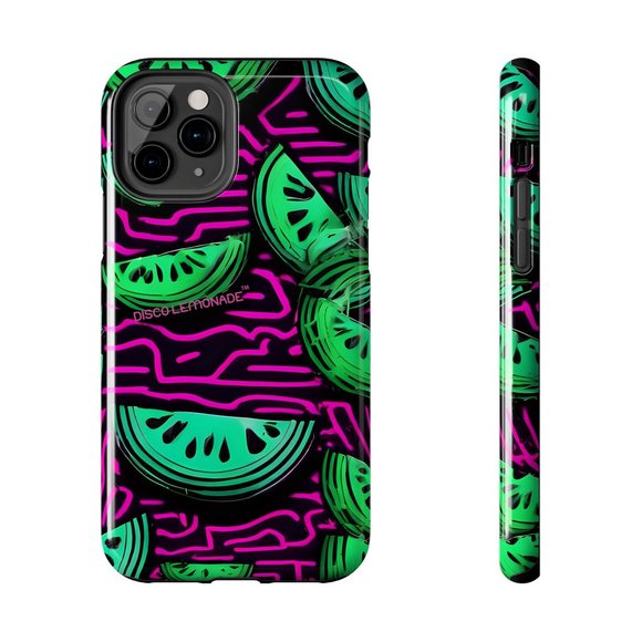 IPhone, DISCO LEMONADE Neon Watermelon Slice Hot Pink, 2 Piece Tough Phone Case, - Picture 9 of 10